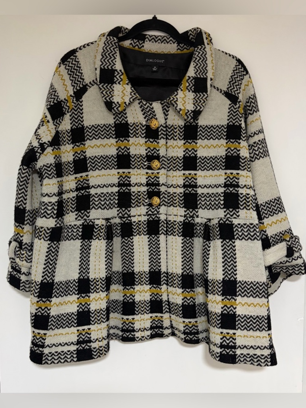 Dialogue Women’s Plaid Wool Blend Swing Jacket Size 2X